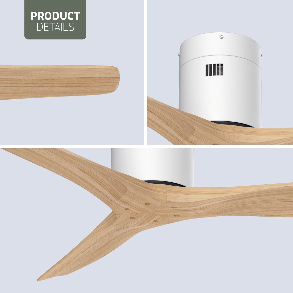 Varin® Smart Plafondventilator - Wit/Naturel - Tuya Wifi - Lange bladen - Ø 132cm - 6 snelheden - Super stil 20dB - Met afstandsbediening app - Ventilatorkachel - Ventilatoren plafond - Plafondventilator - Plafond ventilator slaapkamer — afbeelding 6