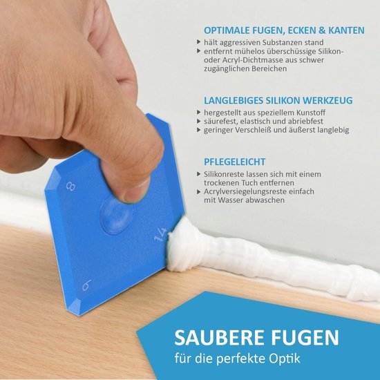 Voegengladmakerset - Kitspuit tools - Nauwkeurig voegen - 5 verschillende maten - 5 stuks - Blauw van Merkloos	 — afbeelding 3