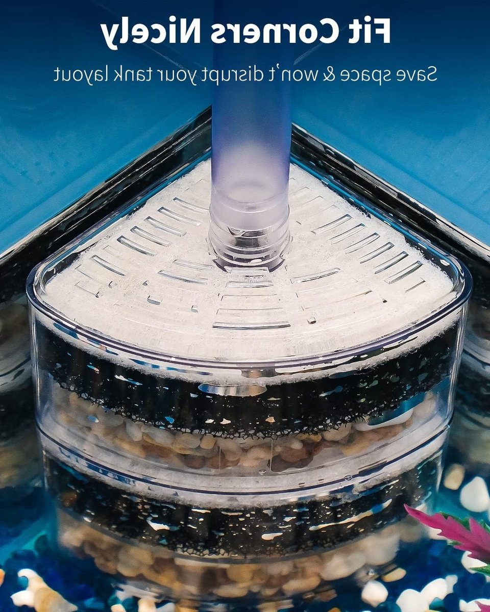 Hoekfilter voor Aquarium, Stille Biofoam Filter voor Jonge Vissen, Garnalen en Kleine Vissen, Inclusief Natuurlijke Stenen, Grind en Keramische Ringen voor Optimale Waterkwaliteit thumbnail 5