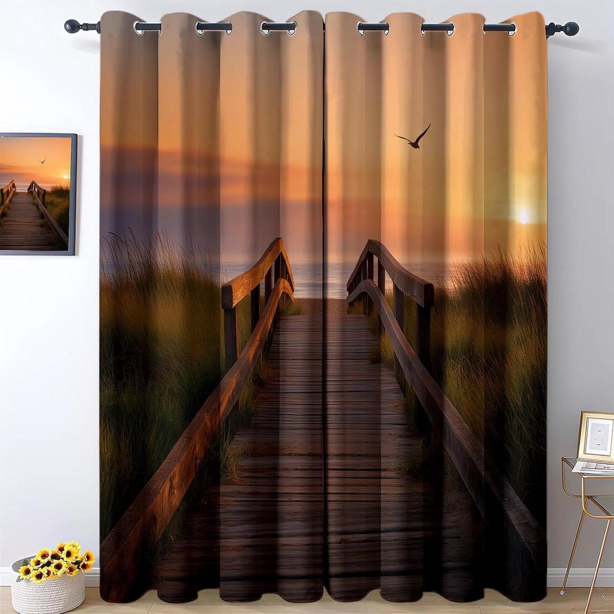 Fotogordijnen Zonsondergang - Decoratieve panelen - Ruimte verfraaien - Drievoudige weefte