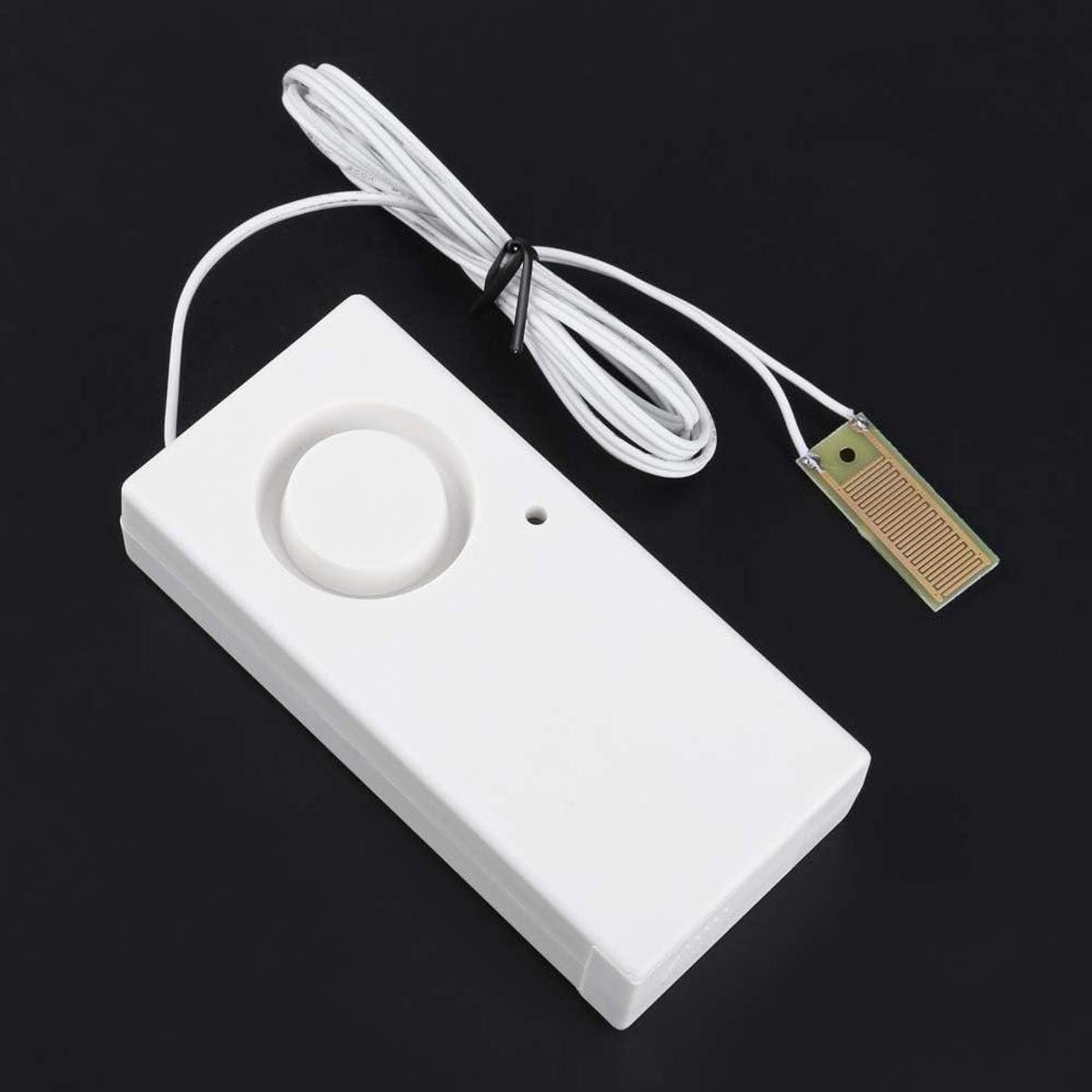 Waterleksensor Alarm - Lekdetector Geluid - Waterschade Voorkomen - 120dB Luid Alarm - 13x8x4 cm - Wit