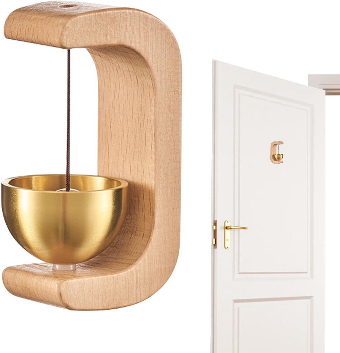 Magnetische Deurbel - Houten Bel - Sfeer Verbeteren - Sterke Magneet - 45 x 35 x 7 cm - Houtkleur