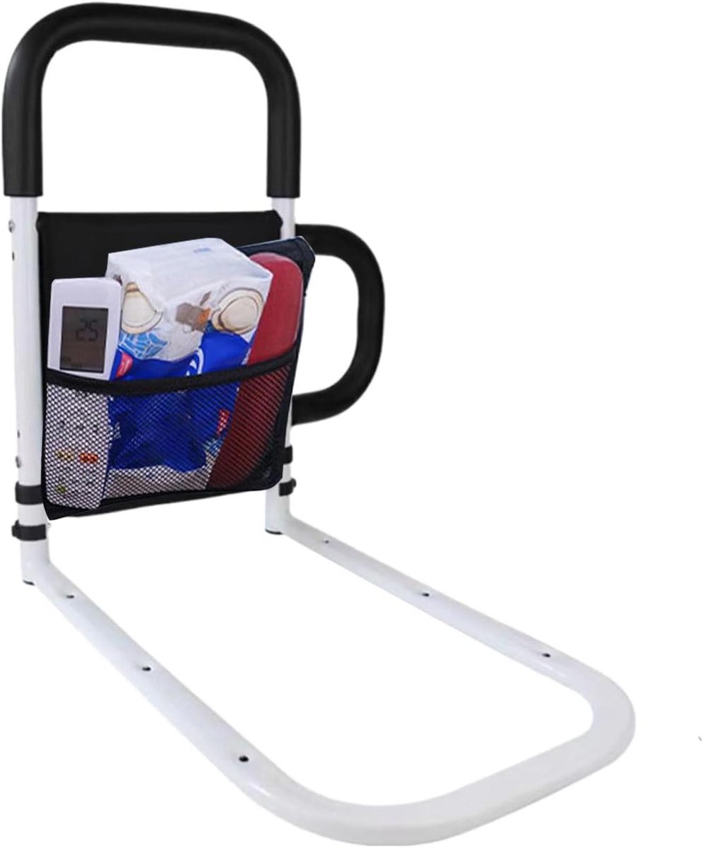 Bedbeugel Ouderen - Steunbeugel Bed - Veilig Opstaan - Met Opbergvak - 32cm Breed - Zwart