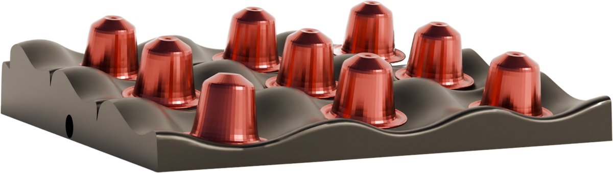Fiastra Wavy capsulehouder geschikt voor Nespresso capsules - capsule dispenser - koffiecup houder - zwart - 24 x 18 x 3 cm