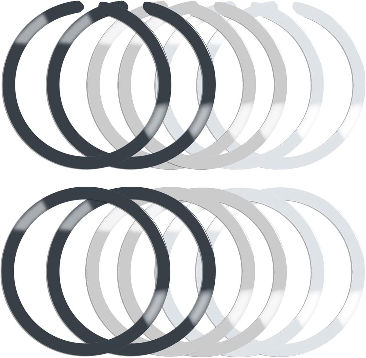 Magnetische Draadloze Metalen Ringen Set van 12 Stuks, Ultra Dunne Notch en Ronde Ring Conversie Kit, Geschikt voor MagSafe iPhone 13, 12, Galaxy S21 en Meer, 3 Kleuren