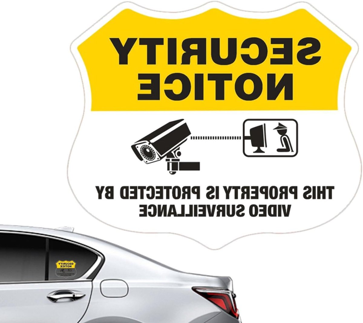Waarschuwingsstickers - Beveiligingssticker Camera - Ruimte Beveiligen - Fadebestendig PVC - 8.3x7 cm - Zwart