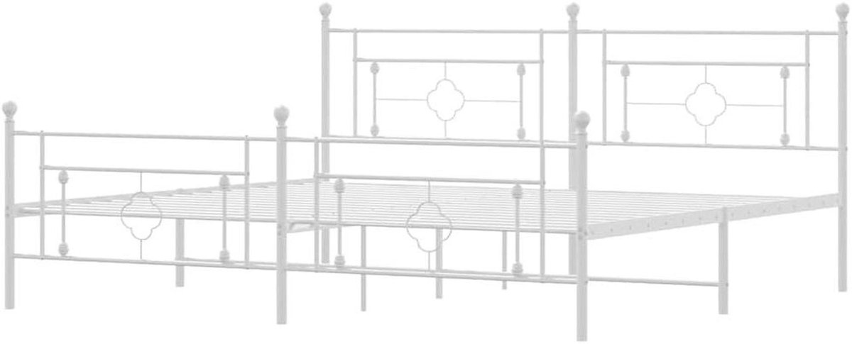 Bedframe met hoofdeinde - Ledikant metaal - Slaapkamer inrichten - Robuuste constructie - 193x203 cm - Wit