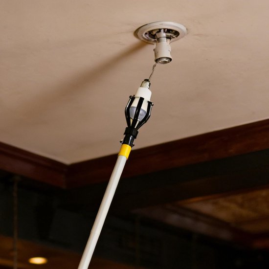 Lampenwisselaar Telescoopstok - Verlengstok Lampen - Lampen Vervangen - Antislip Verstelbare Klem - 370 cm Bereik - Grijs — afbeelding 4