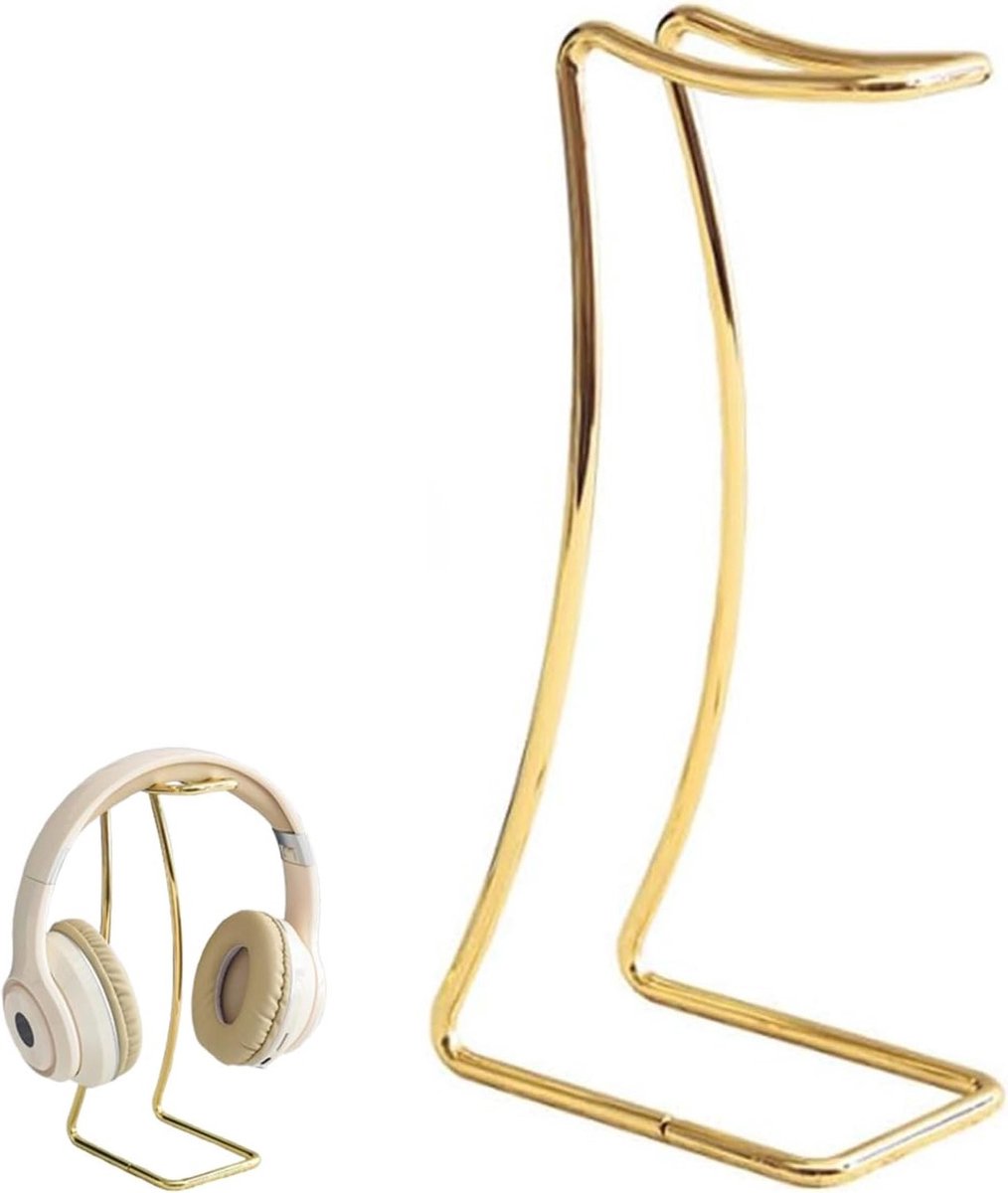 Elegante Aluminium Hoofdtelefoonstandaard voor Over-Ear Gaming Hoofdtelefoons, Desk Accessories en Display Case in Goud
