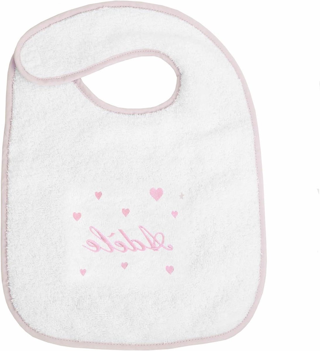 Slabbetje met Harten - Baby Slabbertje - Baby Voeden - Personaliseerbaar met Naam - 40 x 26 cm - Wit