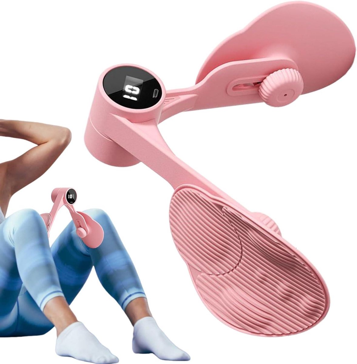 Bekkenbodemtrainer - Heup trainer - Thuis fitness - Met teller - 25 x 12 x 11 cm - Roze