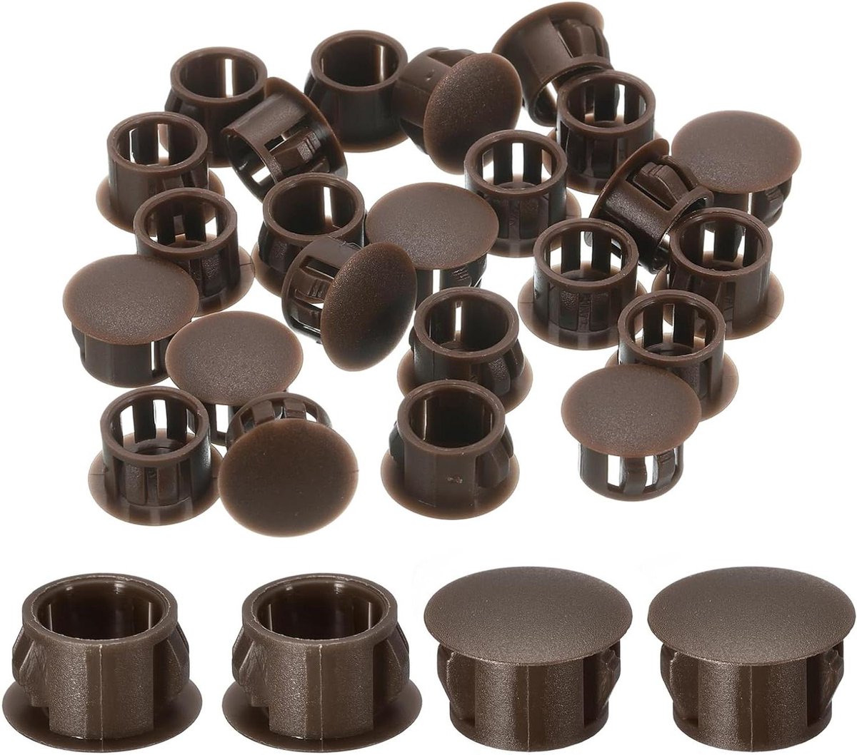 Afdekkapjes voor boorgaten - Blindstoppen nylon - Meubels afwerken - Klikvergrendeling ontwerp - 28 stuks - Bruin