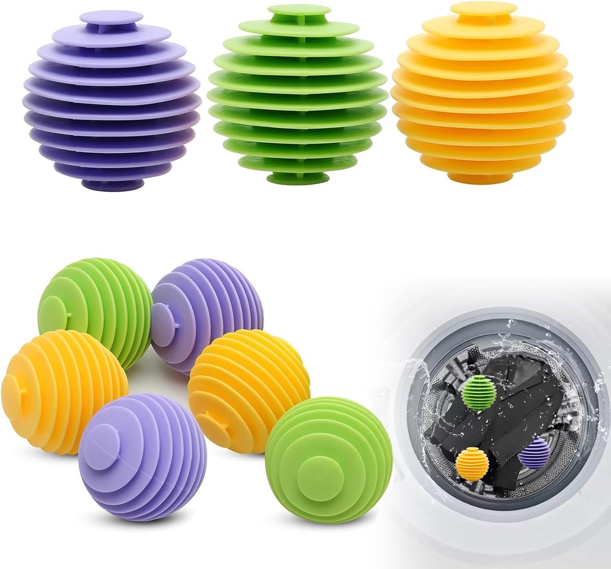 Drogerballen, 9 stuks, drogerballen voor wasdroger, herbruikbaar, wasbal voor wasmachine, anti-verstrikking, wasballen, voor wasmachine, droger en wasdroger