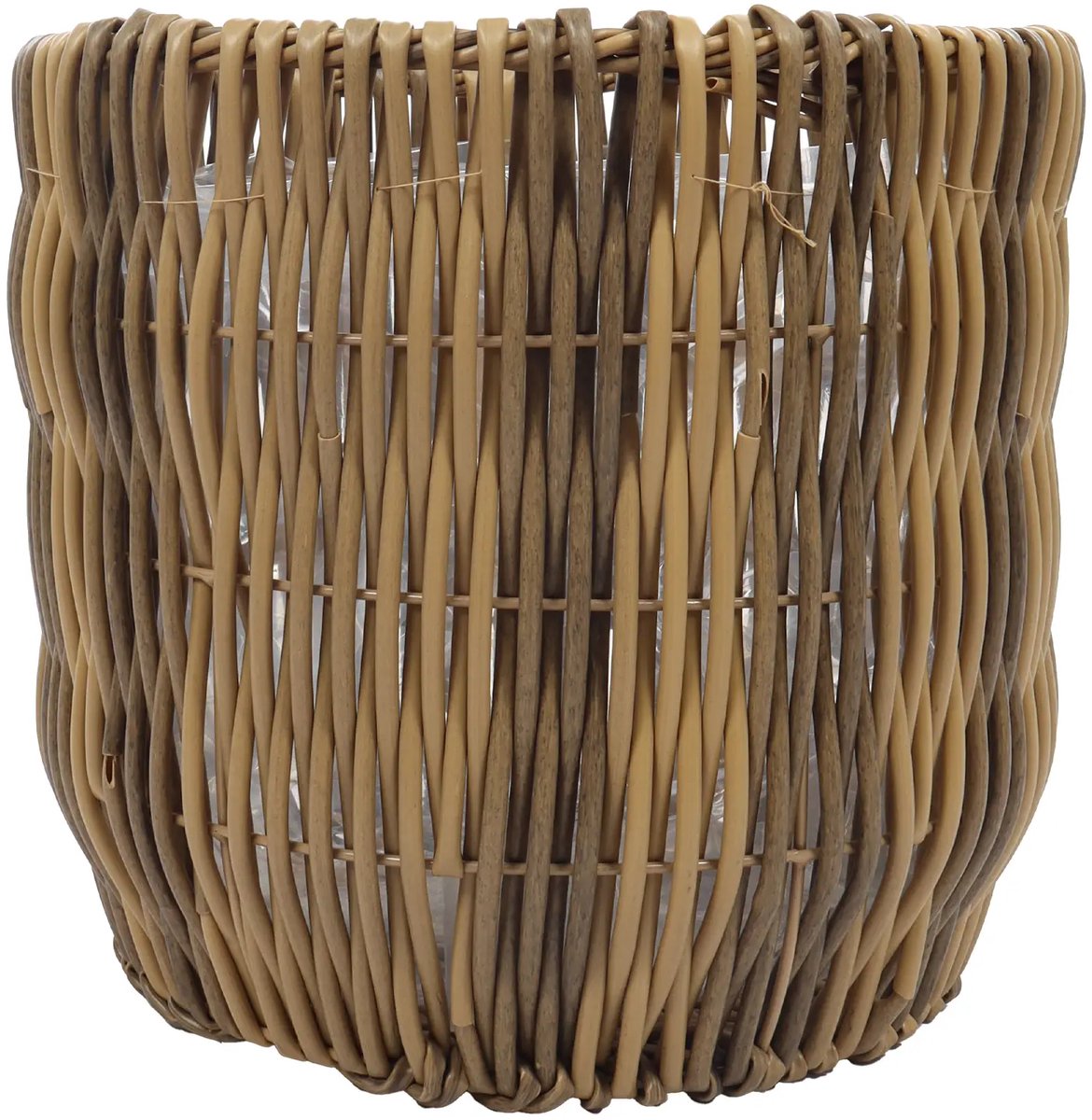 Grote Plantenpot Naturel Ø40 cm – Rotan Kunststof Bloempot Rond – Natuurlijke Look – Voor Binnen en Buiten