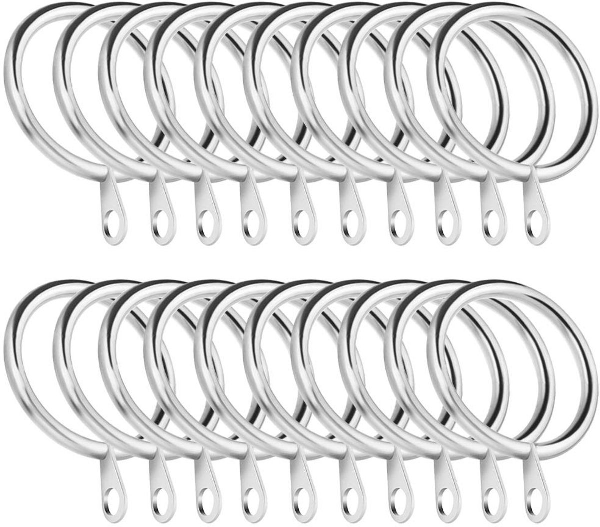 Allecto - 20 Stuks Metalen Gordijnringen - Decoratieve Ringen - Eenvoudig te Installeren - Zilver - Gordijnroede - Geschikt voor Diverse Gordijnen