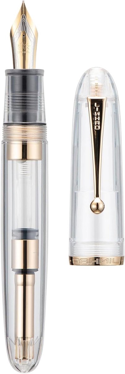 Dadao Vulpen met Fijne Nib, Groot Formaat, Volledig Transparante Acrylaat Houder en Gouden Clip voor Elegant Schrijven en Creatieve Projecten