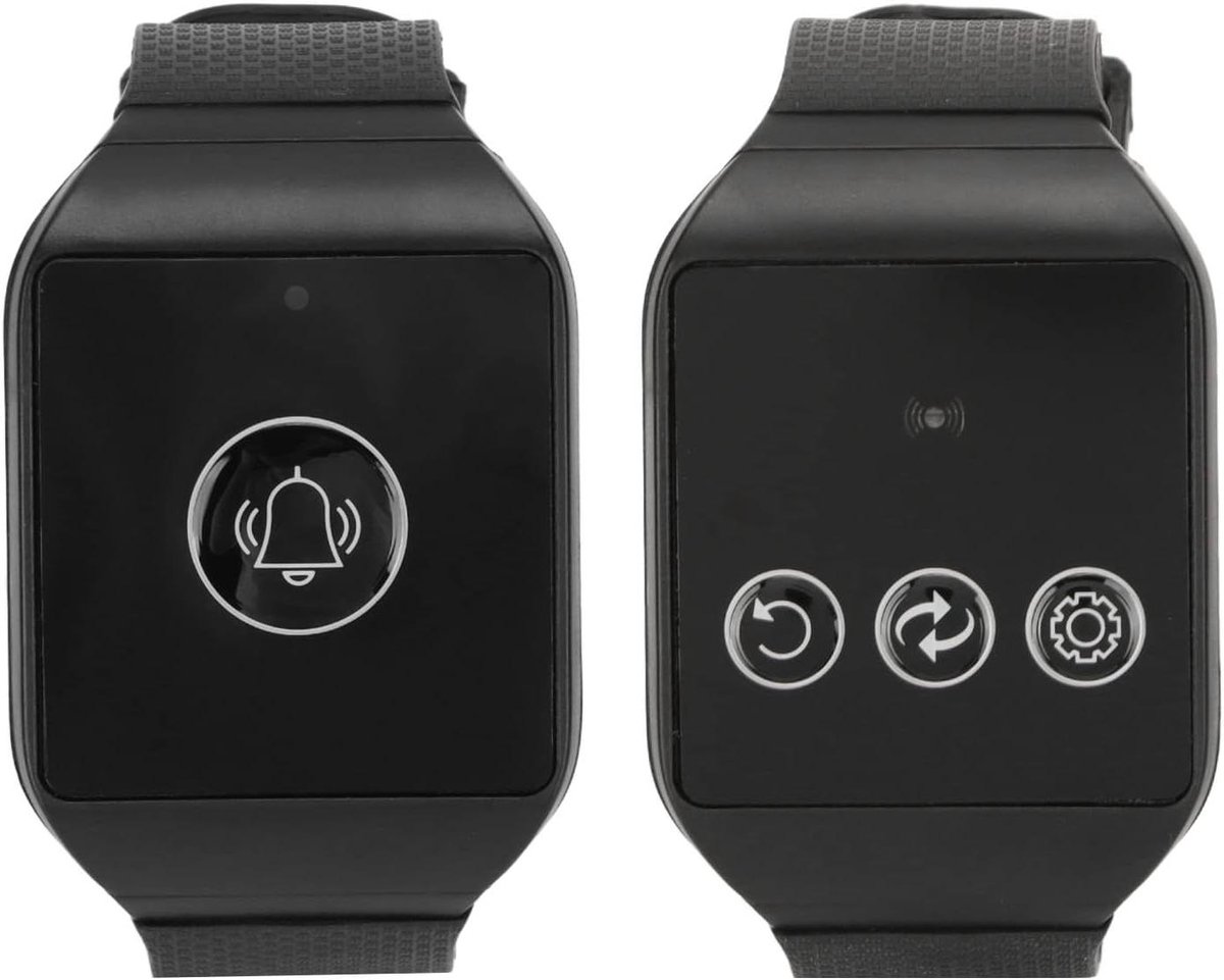 Draadloos Oproepsysteem - Verpleegoproepsysteem Horloge - Persoonlijke Hulp - Oplaadbare Polsontvanger - IPX7 Waterdicht - Zwart