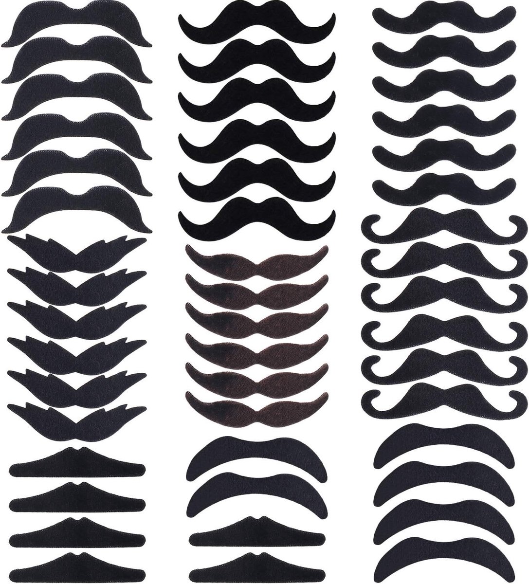 48 Stuks Zelfklevende Nep Snorren voor Feestjes - Perfect voor Verkleedpartijen, Carnaval en Themafeesten