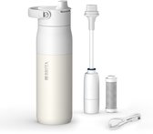 BRITA LARQ iQ Digitale Waterfilterfles - Wit - 680ml - RVS Drinkfles met hydratatie tracking app, actieve koolstofwaterfilter & UV-C - neutraliseert 99.99% bacteriën, vermindert micro-onzuiverheden, PFAS & meer
