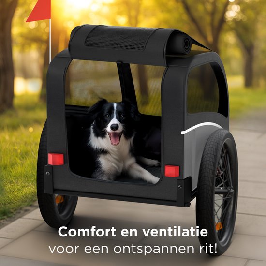 TrevoPet® Hondenfietskar - Opvouwbare Fietskar Hond - Hondenkar - Geschikt voor E-Bikes - Tot 40 kg - Voor Middelgrote & Grote Honden - Zwart