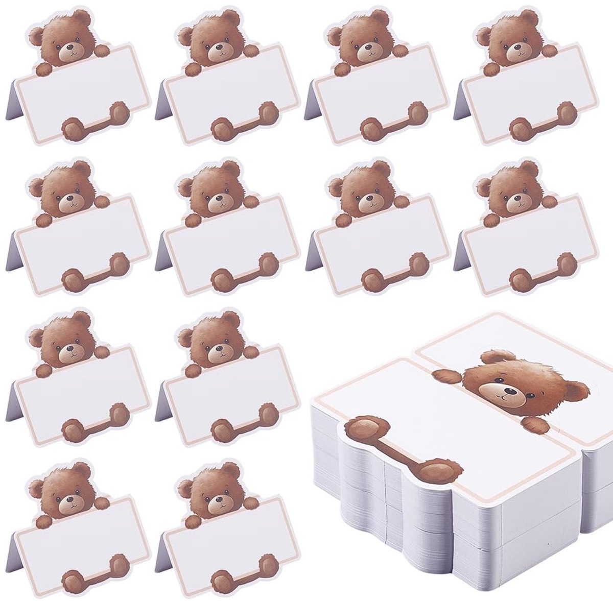 Cosensi - Dailygoods - 100 Stuks Beren Plaatskaarten voor Baby-Onthullingsfeesten