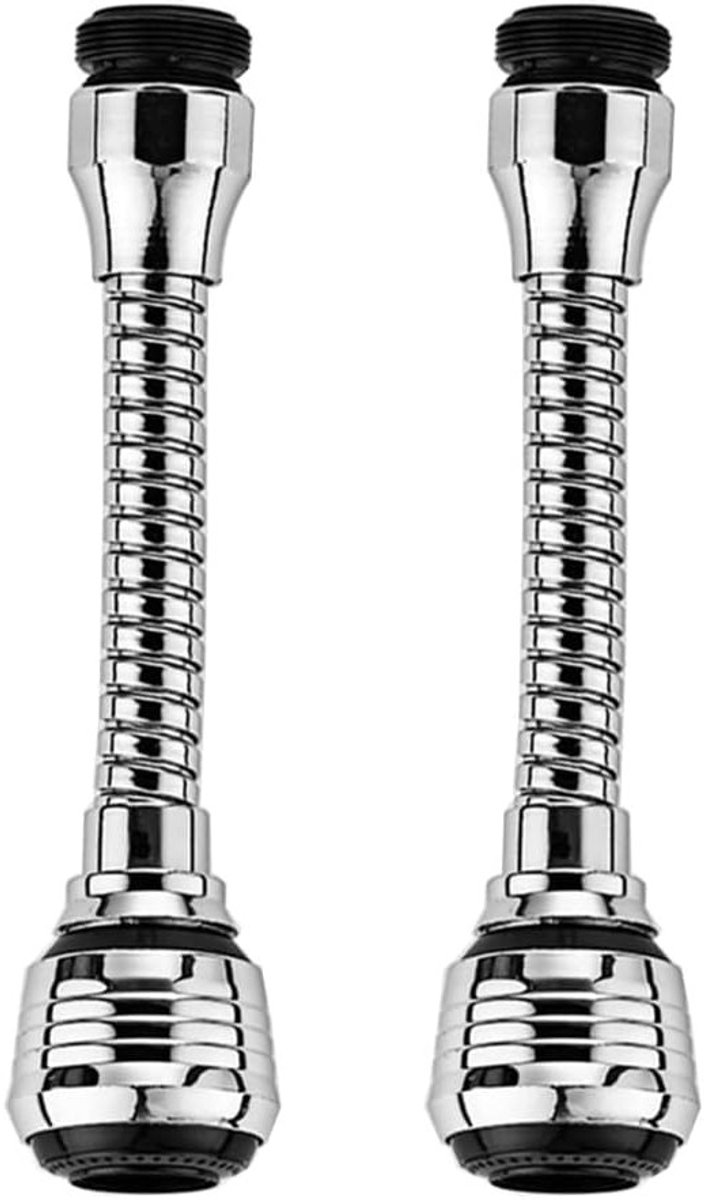Set van 2 draaibare 360 graden kraanbeluchters, hoge druk vervangnozzle voor keuken en badkamer, inclusief flexibele slangadapter