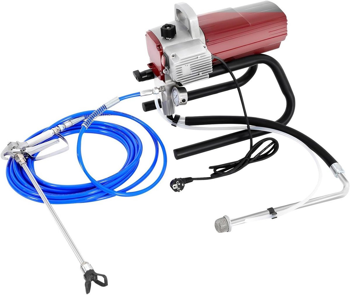 Krachtig airless verfspuitsysteem van 1800 W met 10 meter slang voor efficiënt en nauwkeurig verfspuiten van diverse vloeistoffen