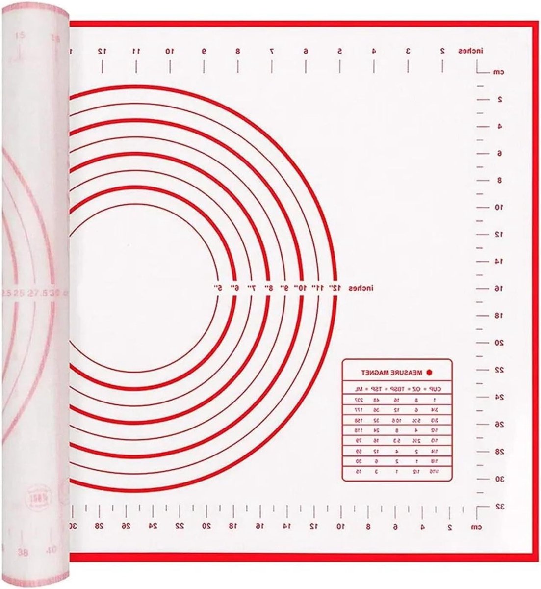 Siliconen bakmat - Antislip deegroller - Deeg uitrollen - Met meetfunctie - 50 x 40 cm - Grijs