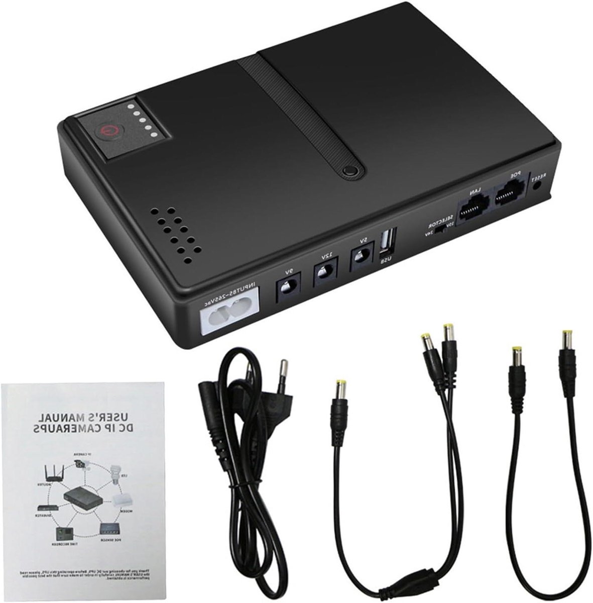 Mini UPS - Batterijback-up - Ononderbroken Stroom - Intelligent Bewakingssysteem - 18W - Zwart