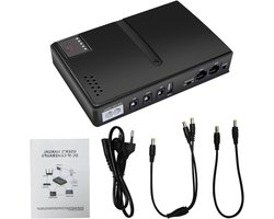 Mini UPS - Batterijback-up - Ononderbroken Stroom - Intelligent Bewakingssysteem - 18W - Zwart