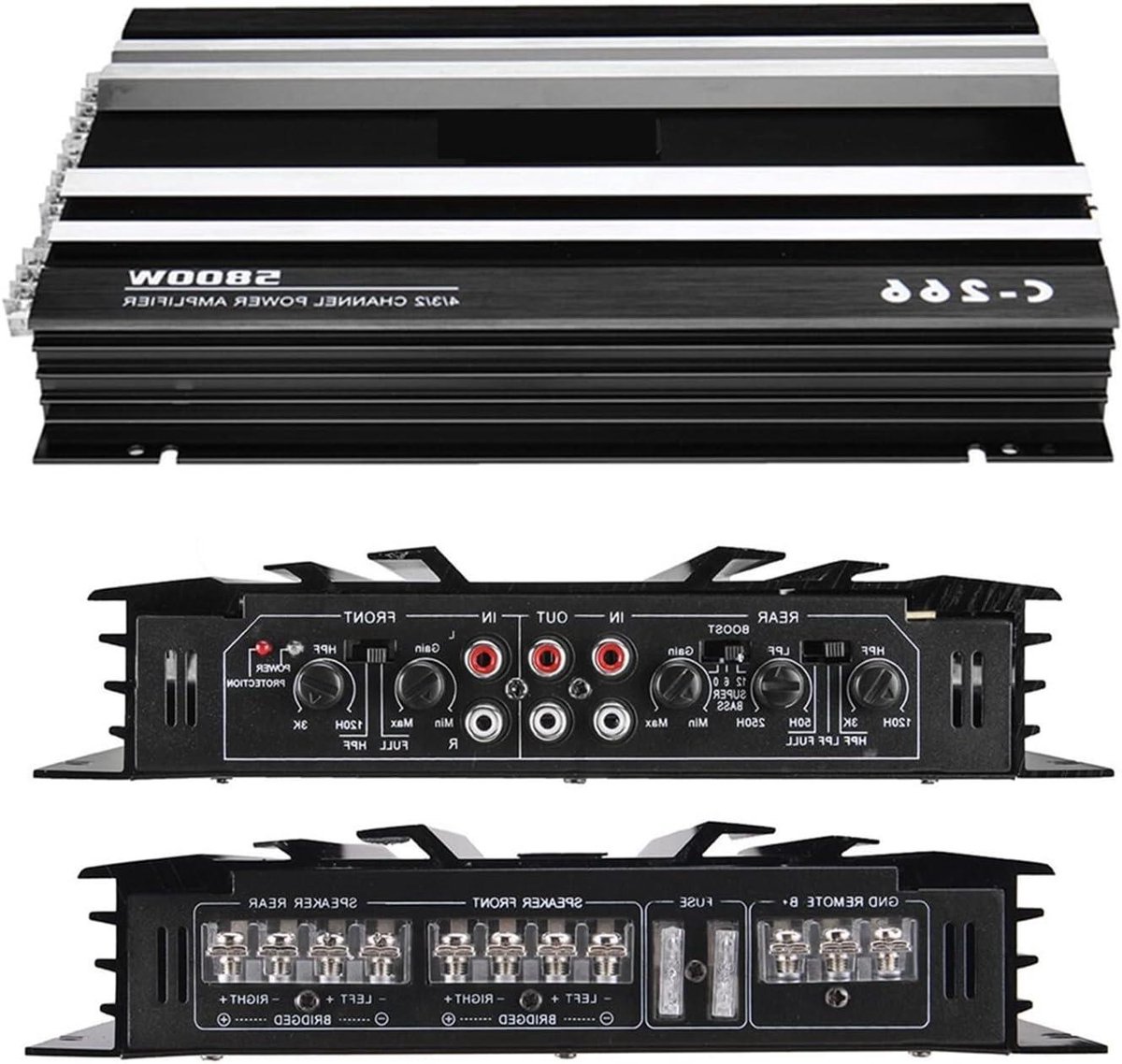 Auto Versterker - Eindversterker Audio - Muziek Geluid - 4 Kanaals Systeem - 5800 Watt - Zilver