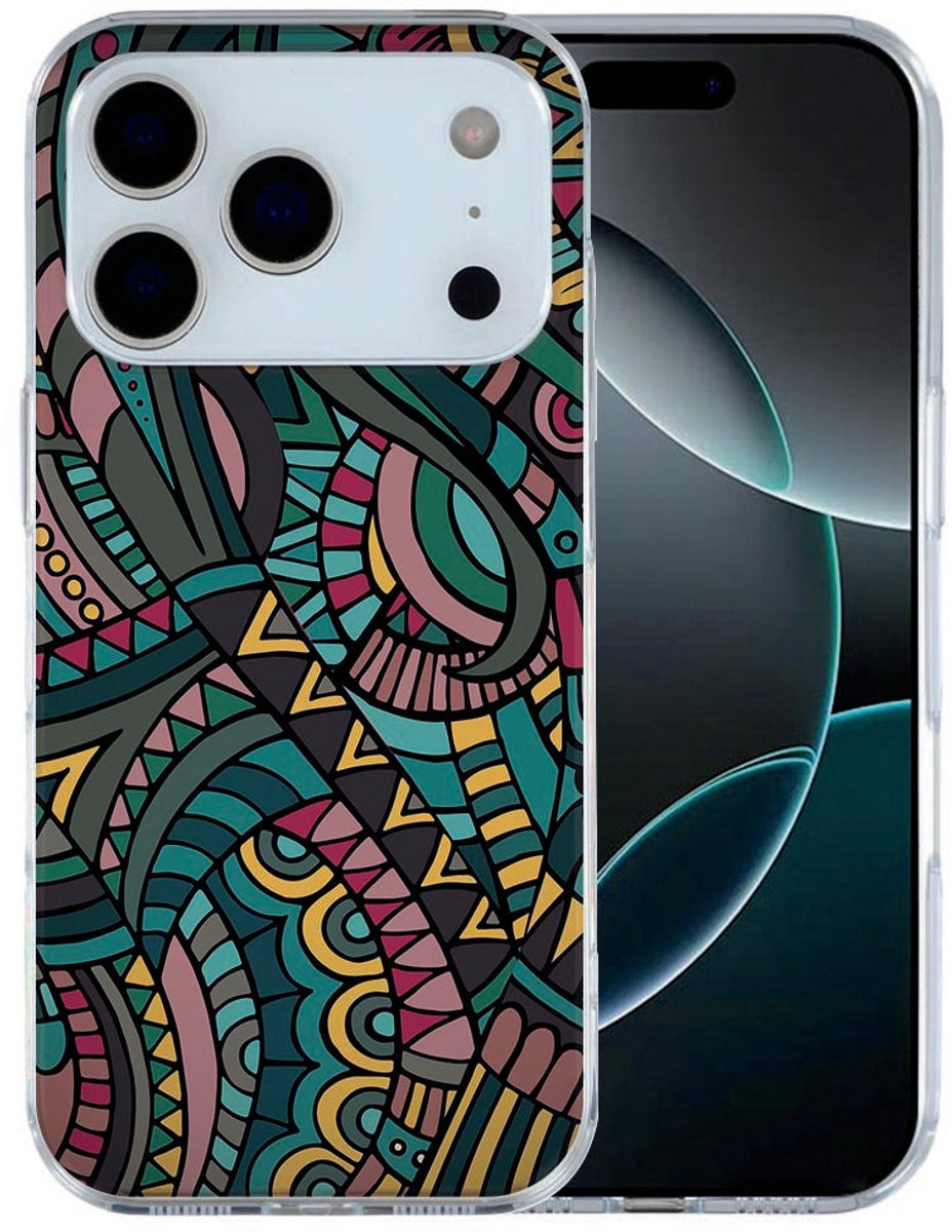 iPhone 17 Pro Max Hoesje Aztec – TPU Cover met Geometrisch Patroon