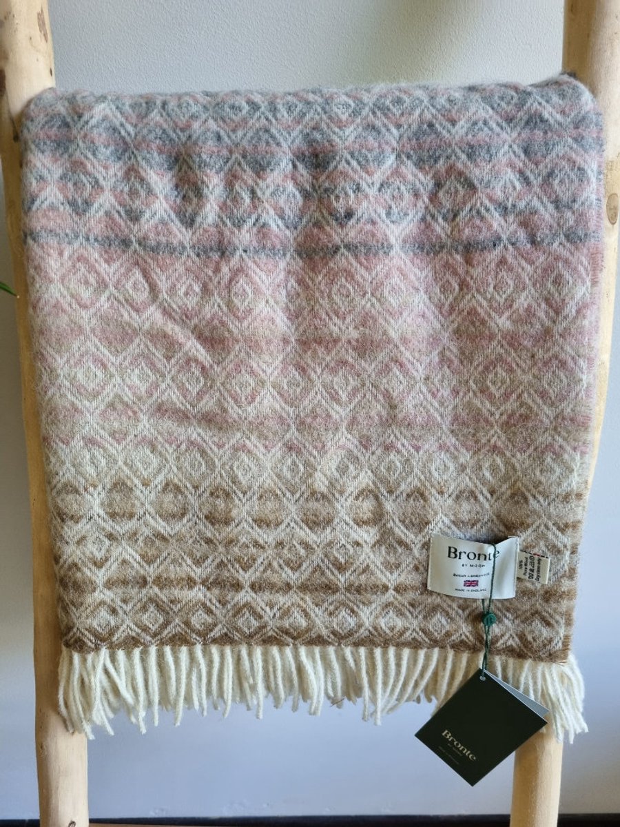 Bronte by Moon Wollen Plaid - DIAMOND Ombre Silver Pink - 140x185cm - Bronte x Plaids.shop Roze, Grijs