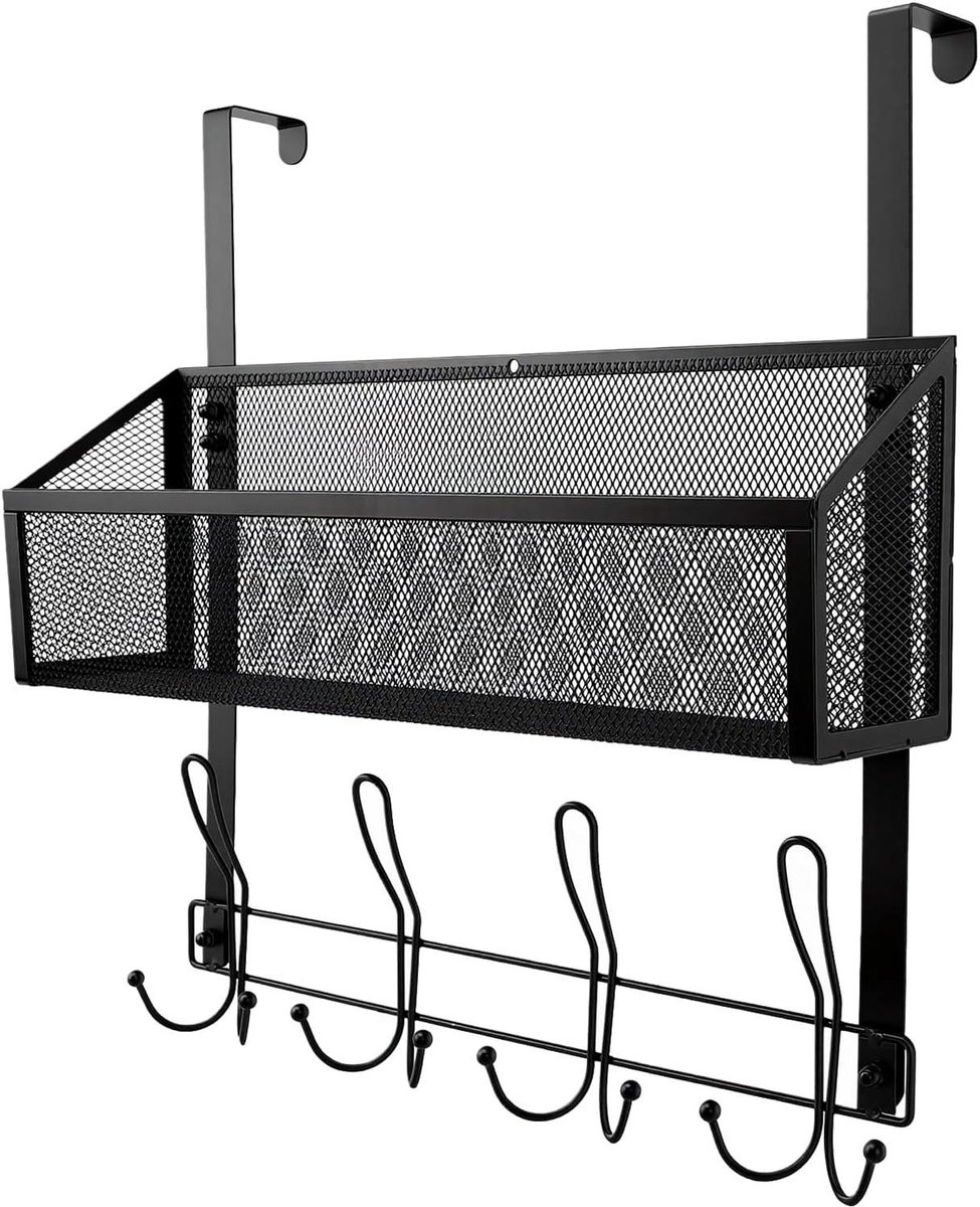Deur Organizer - Opberger Haken - Ruimte Besparen - Verstelbare Mand - 42 x 39 x 10 cm - Zwart