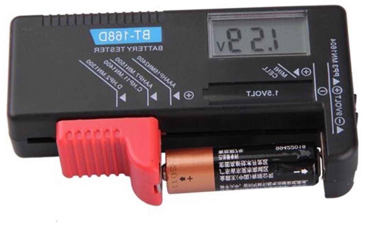 Batterijtester - Volt Checker - Batterijen Testen - Digitaal LCD Scherm - 9V 1.5V AA AAA - Zwart