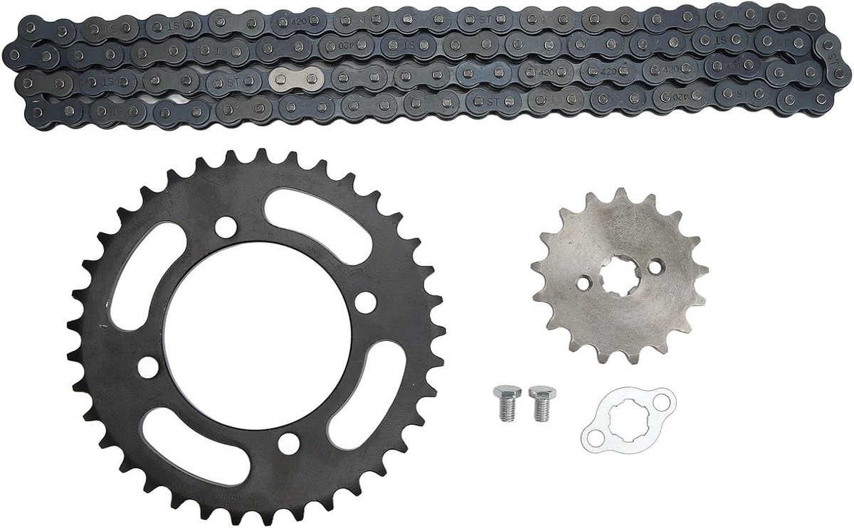 Store_7 - Kettingtandwielset - Voorachtertandwiel 420 - Duurzaam en betrouwbaar - Universeel formaat - Geschikt voor dirt bikes en go-karts - Hoogw...