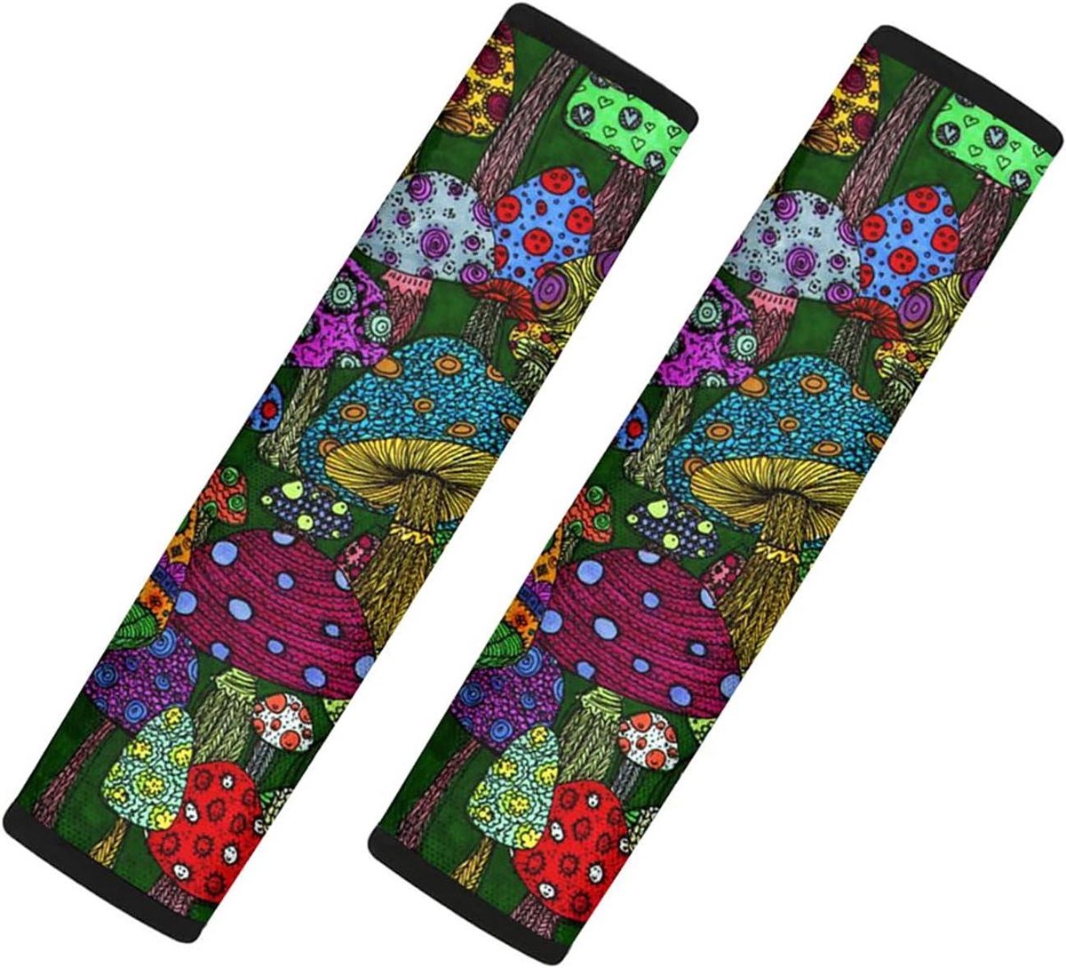 Gordelhoezen - Schouderpads - Comfortabel Reizen - Waterdicht Materiaal - 2 STKS - Regenboog Paddenstoel