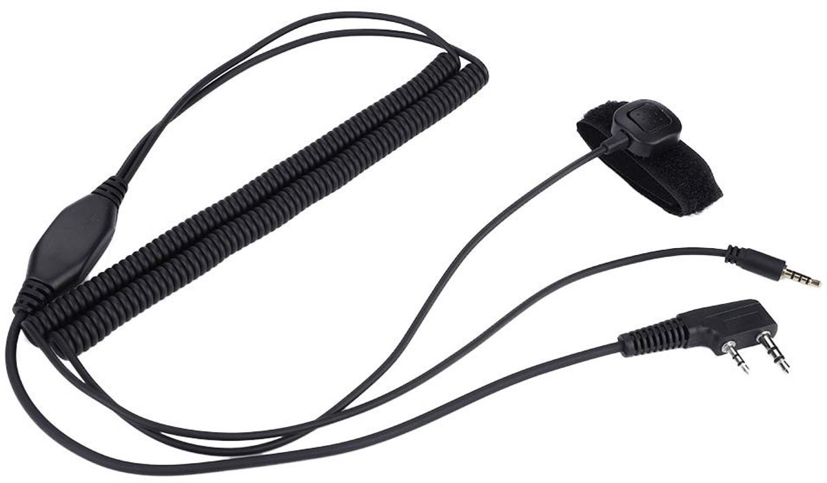 Dailygoody - Helmet Headset Kabel - Bluetooth Verbinding - 90 cm - Knop - Sterke Draagbaarheid - Geschikt voor UV-5R en V3 V6 V8 - Zwart