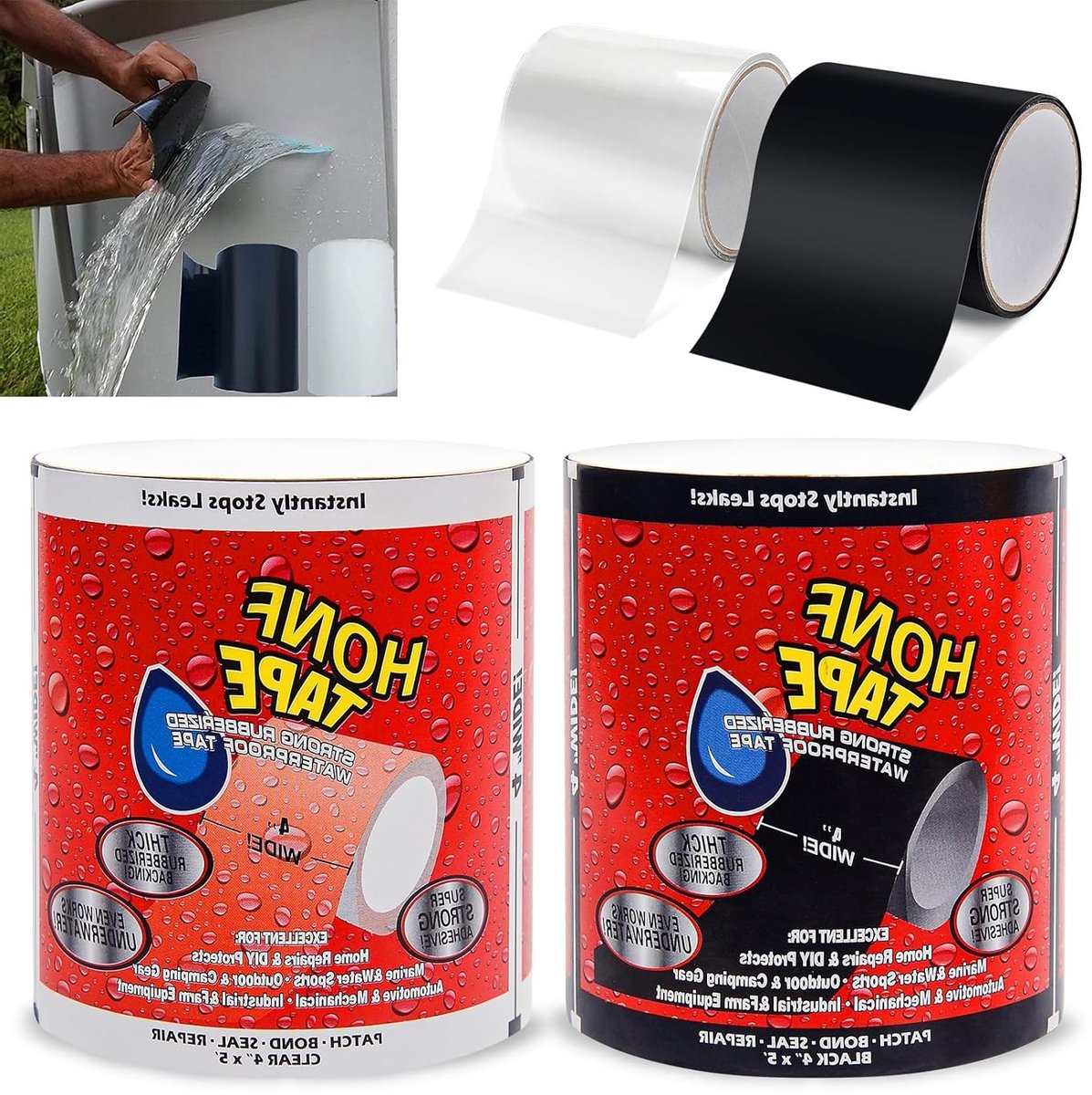 2 Stuks Silicone Plakband voor Reparatie, Waterdichte Lijm, Tuin en Zwembad Liner Herstelset, Ideaal voor Waterleidingen en Zwembaden