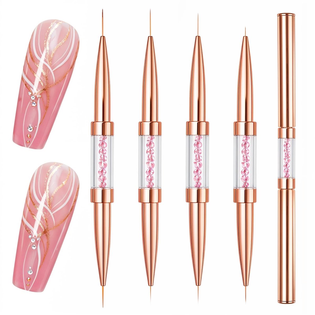 Cosensi - Set van 4 Dubbel Eindige Nail Art Borstels voor Nauwkeurige Lijnen