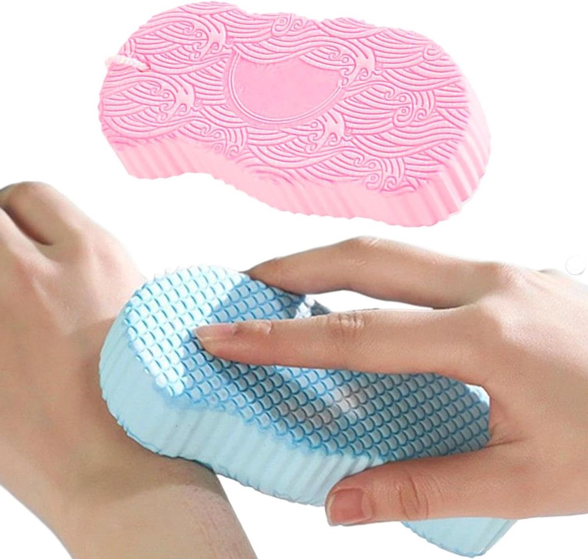 Babyspons - Douchespons Lichaam - Huidverzorging Baden - Dubbele Textuur - 2 Stuks - Blauw