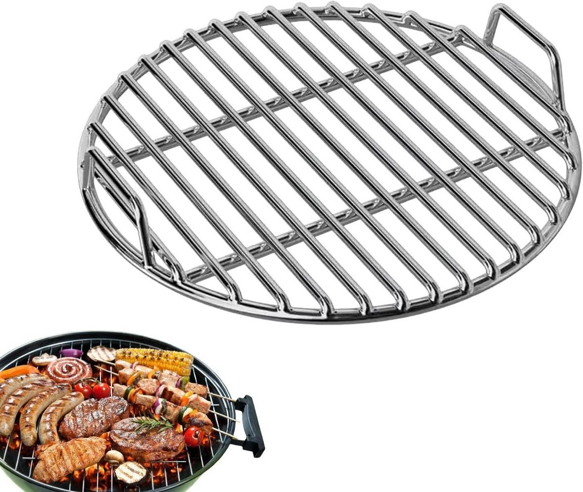 Grillroosters - Bakrooster BBQ - Buiten Koken - Roestvrij Staal - 36 cm - Zilver