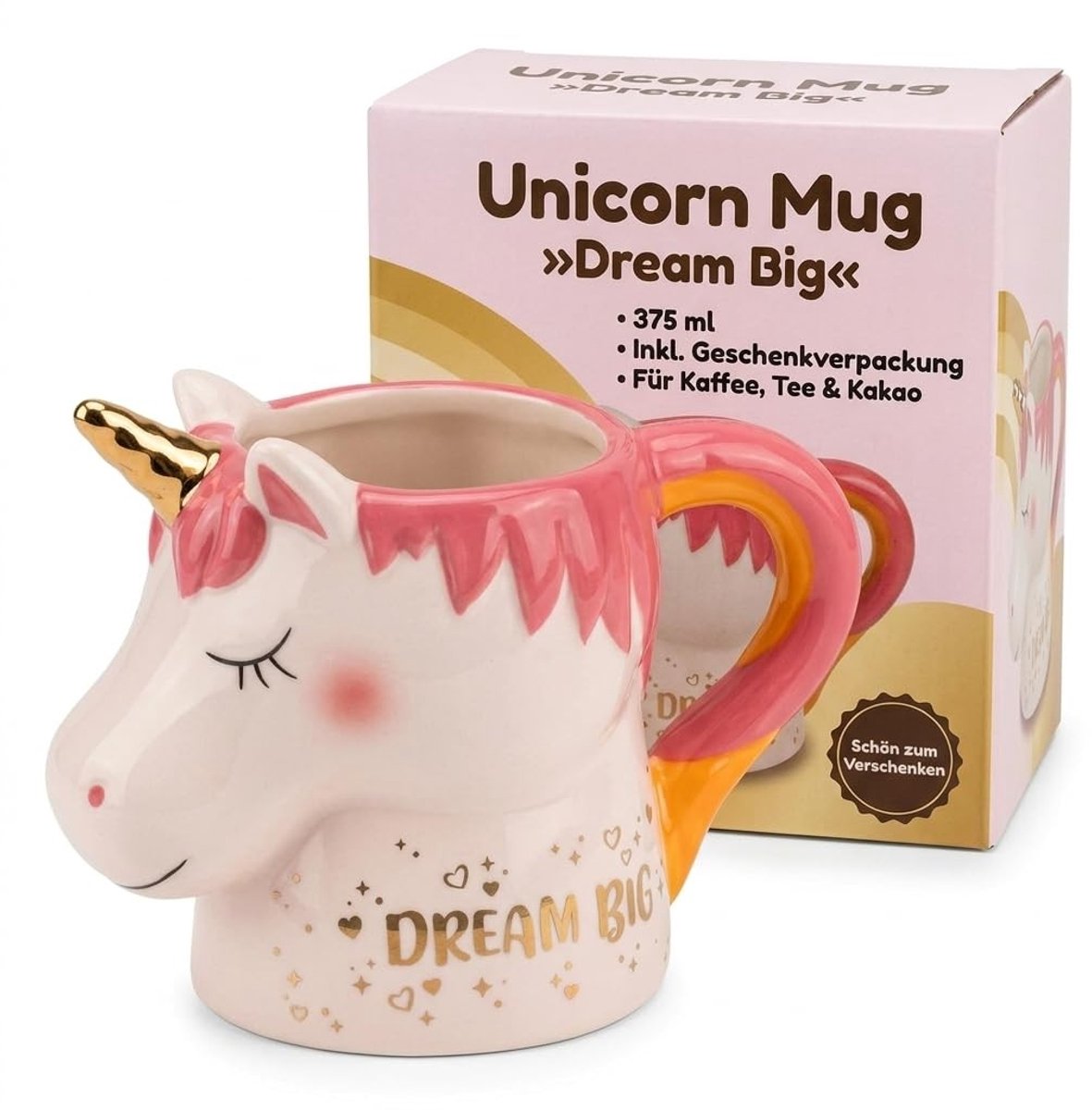 Dailygoods - Keramische Eenhoorn Koffiemok Dream Big 375 ml