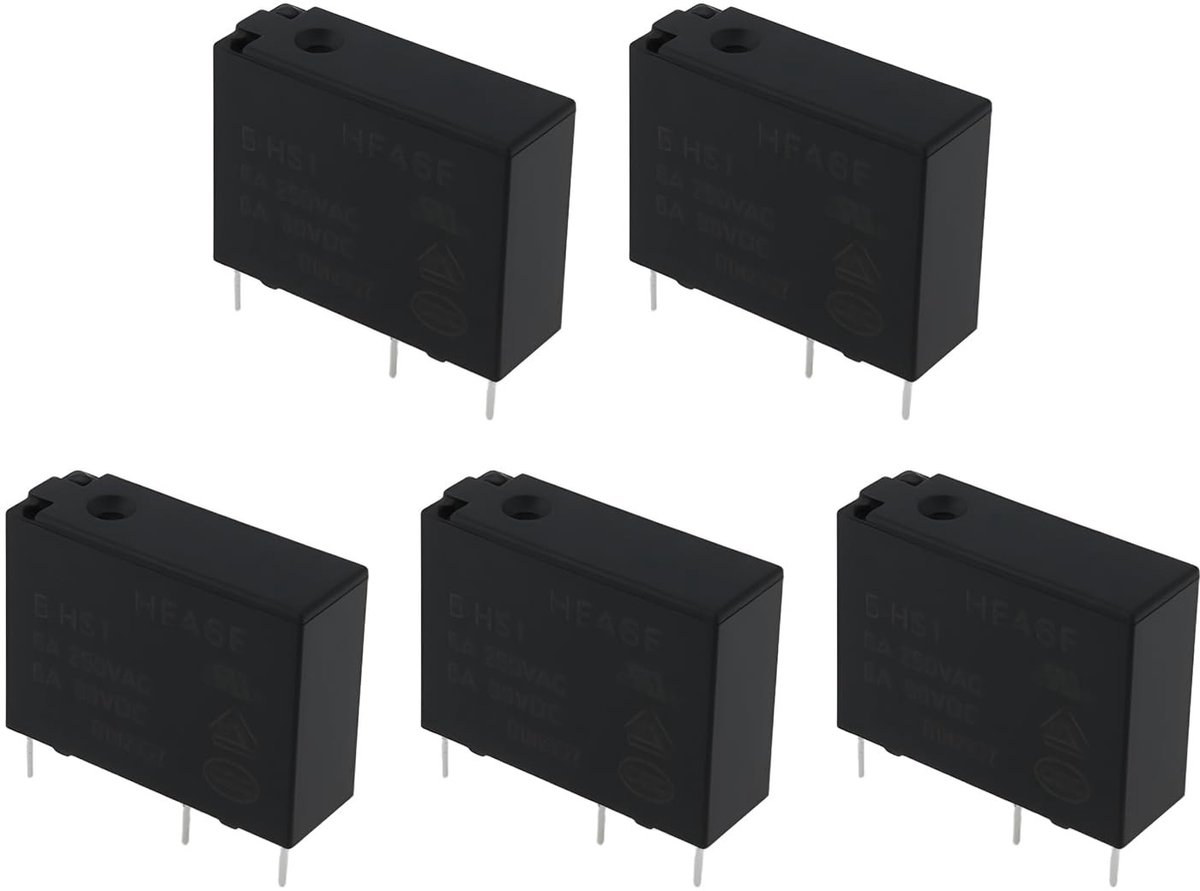 Dailygoods - 5 Stuks 4Pin Relais HF46F-5-HS1 voor Elektronica