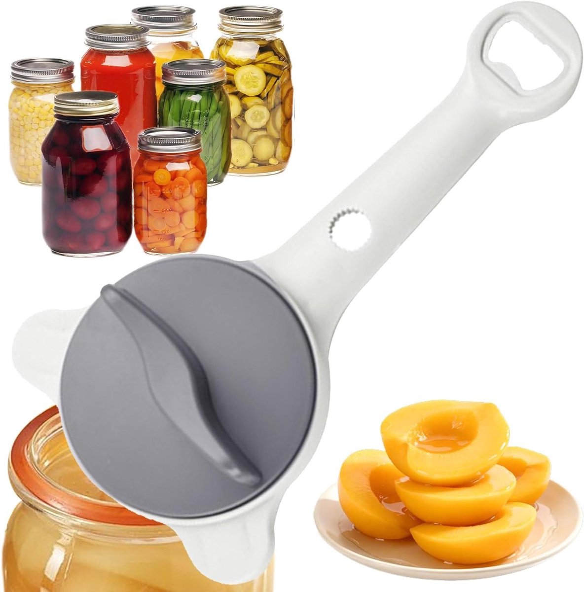 Pot Dekselopener - Keuken Gereedschap - Deksel Openen - 4-in-1 Ontwerp - ca. 24x125cm - Grijs
