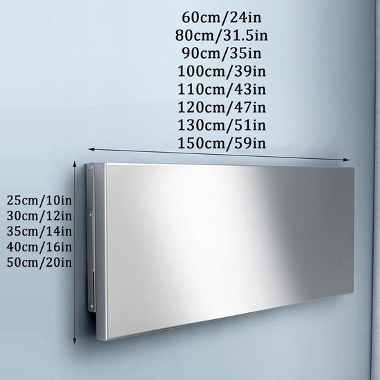 Opvouwbare wandtafel - Inklapbaar bureau - Ruimtebesparend werken - Roestvrij staal - 110 x 35 cm - Zilverkleurig — afbeelding 3