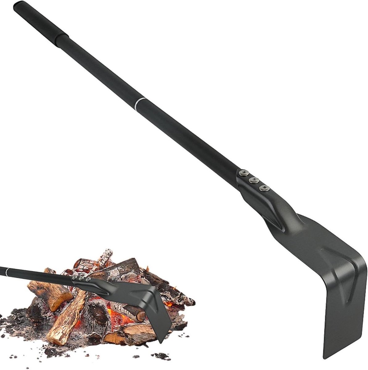 Pizzaoven Asschep - Houtskool Rake - Oven Schoonmaken - Verlengde Handgreep - 67 cm Lengte - Zwart