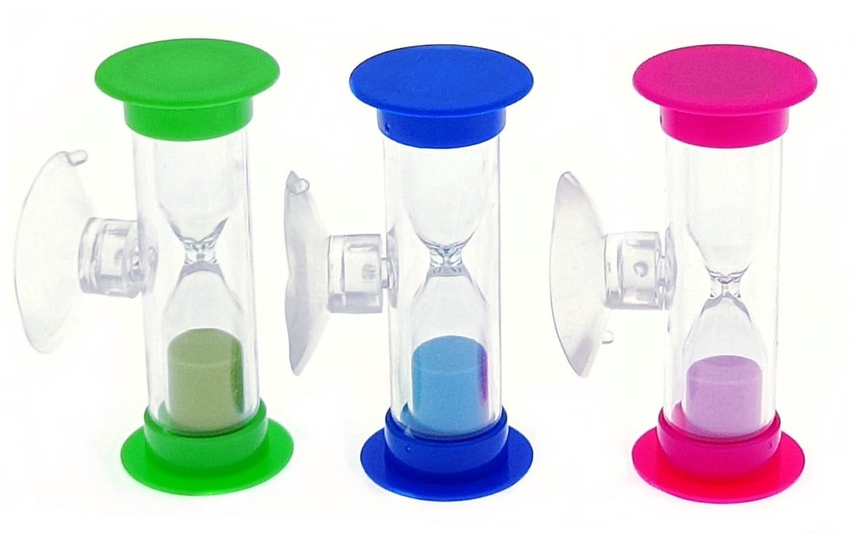 Dailygoods - Dailygoody - Zandloper Tandenpoetsen - Mini-timer - Met zuignap - Kleurrijke zandtimer - Ideaal voor kinderen - Set van 3 stuks
