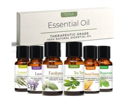 SIMIA Premium Essentiële Oliën Set 100% Natuurlijk - Aromatherapie - olie voor aroma diffuser - 6 x 10ml