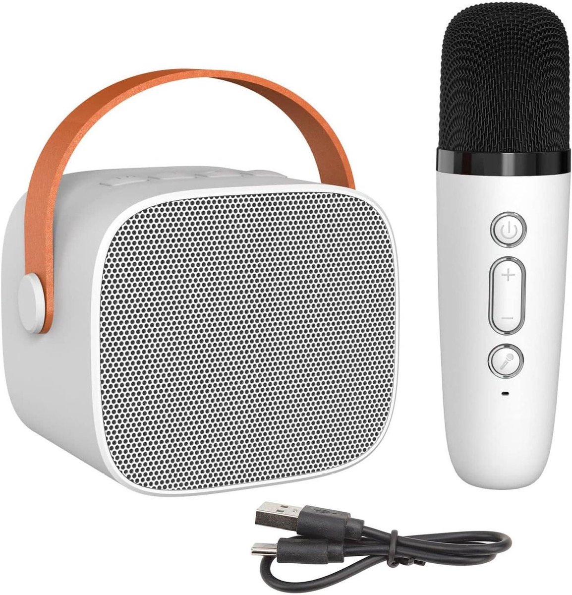 Mini Bluetooth Luidspreker - Draagbare Karaoke Machine - Muziek Afspelen Zingen - Meeslepend Hifi Geluid - 17x17x8 cm - Wit